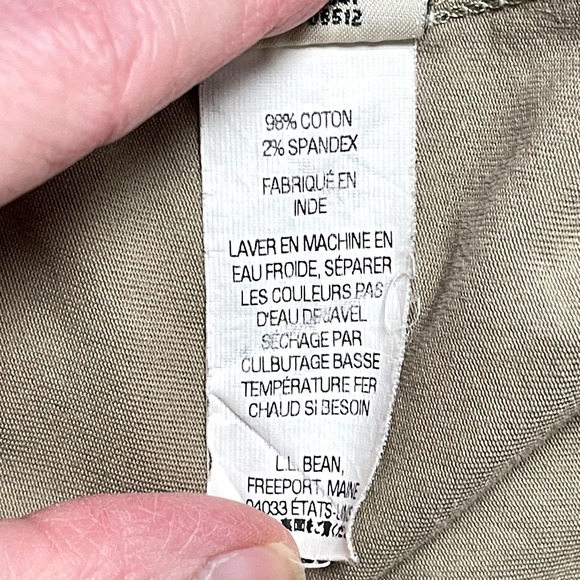 LL Bean Pants Women‎ 12 Beige Chino Cargo Mid Rise Relaxed Wide Leg Twill Safari - Picture 13 of 16
